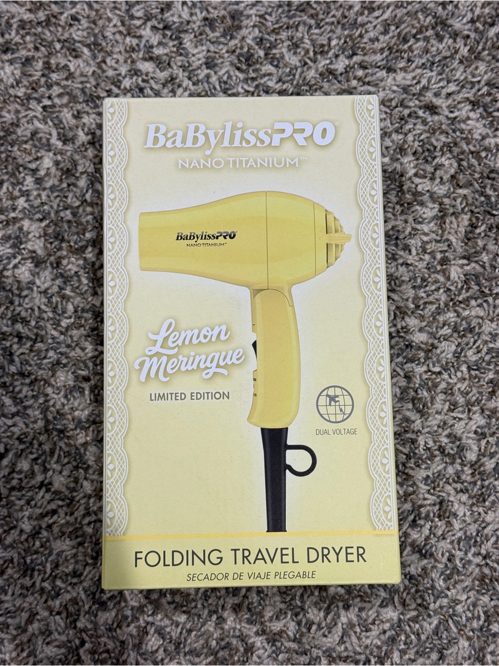 BaByliss Yellow Travel Hair Dryer with Foldable Handle